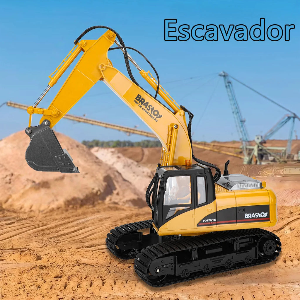 Brinquedo de Escavadeira de Obra com Controle Remoto 3 em 1 e 15 canais BRASTOY