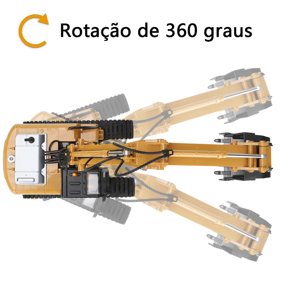 Brinquedo de Escavadeira de Obra com Controle Remoto 3 em 1 e 15 canais BRASTOY