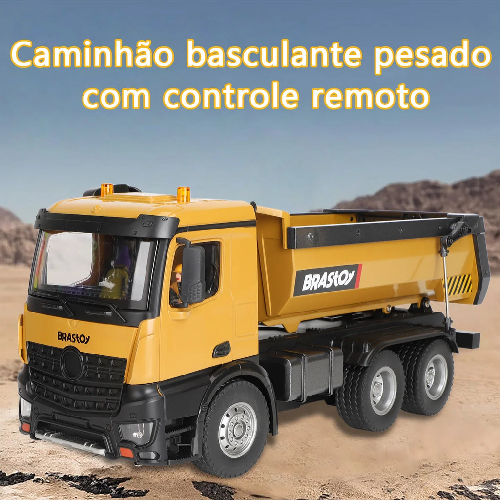 Caminhão Basculante de Controle Remoto Grande Brastoy 10 canais Com Luz Som e Movimento na Caçamba