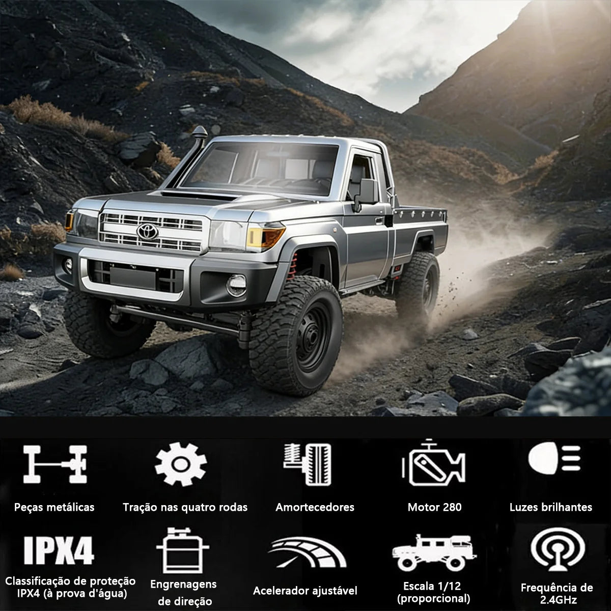 Carrinho Controle Remoto Carro Picape Monster Car Off Road Brastoy