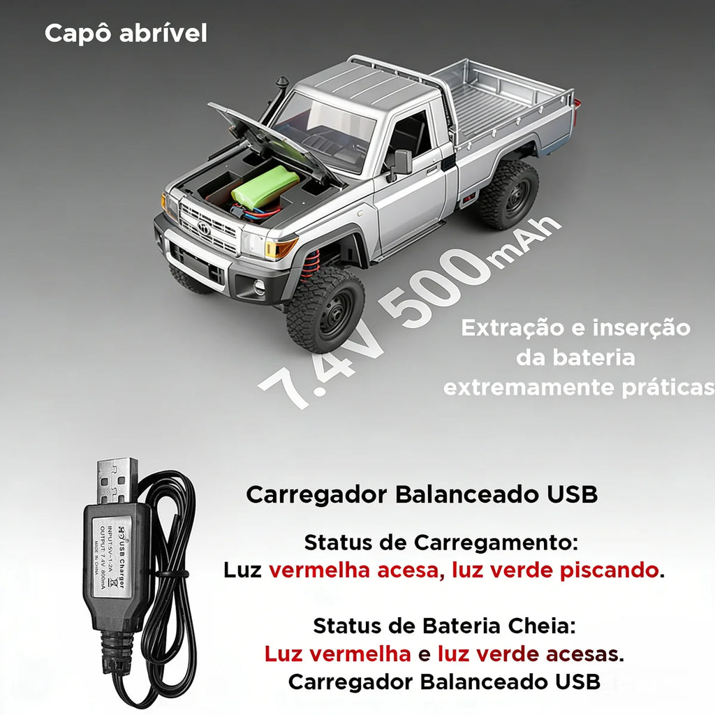 Carrinho Controle Remoto Carro Picape Monster Car Off Road Brastoy