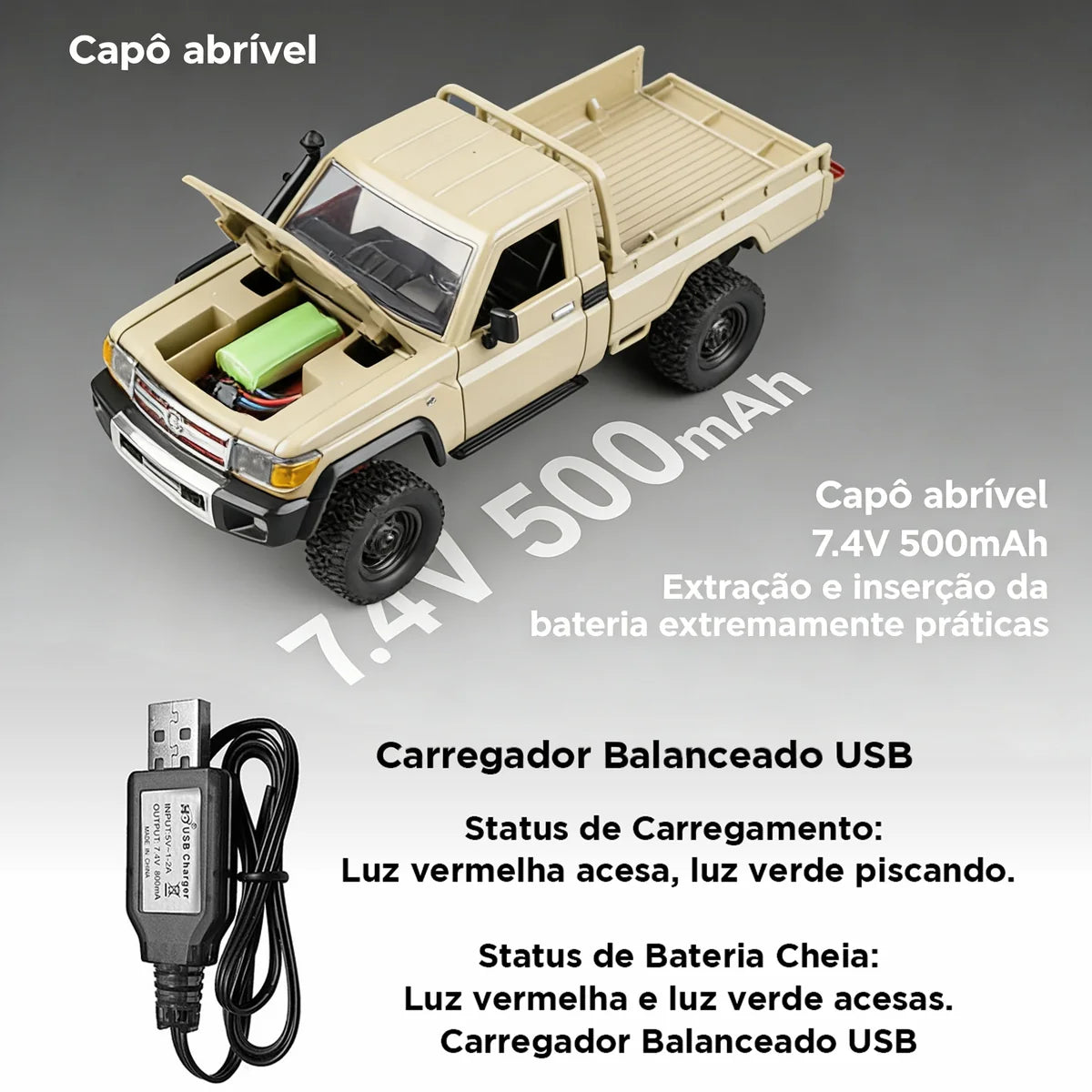 Carrinho Controle Remoto Carro Picape Monster Car Off Road Brastoy