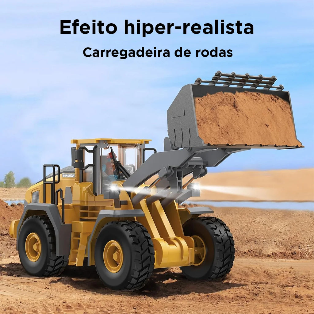 Brinquedo de Controle Remoto Trator de Construção 2 baterias recarregáveis 8 anos BRASTOY