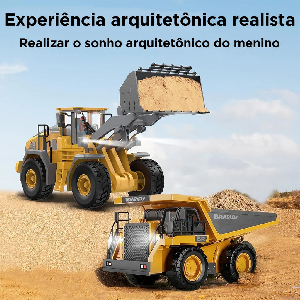 Brinquedo de Controle Remoto Trator de Construção 2 baterias recarregáveis 8 anos BRASTOY
