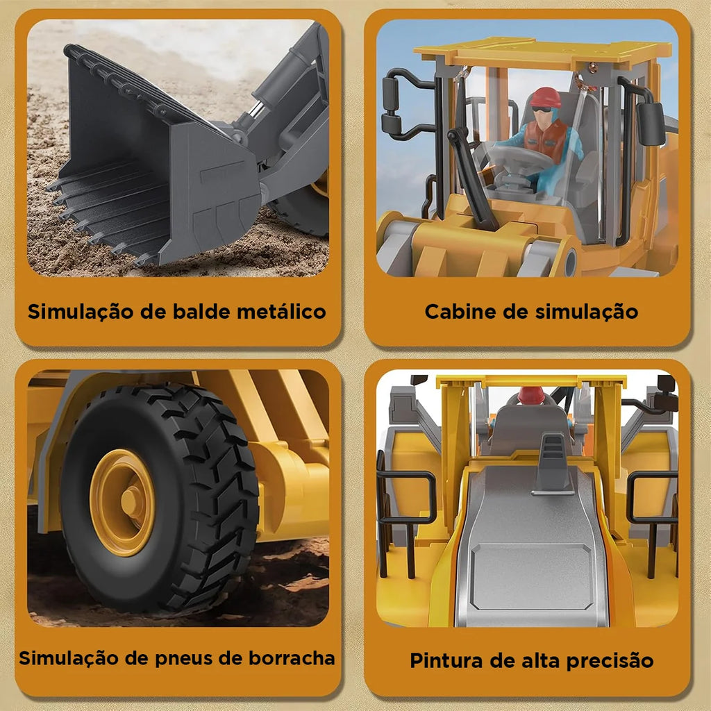 Brinquedo de Controle Remoto Trator de Construção 2 baterias recarregáveis 8 anos BRASTOY
