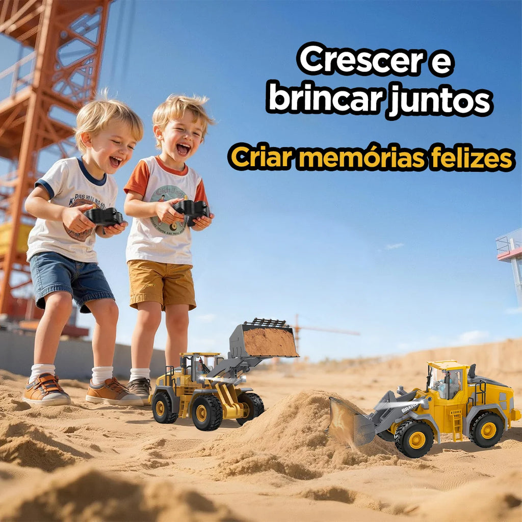Brinquedo de Controle Remoto Trator de Construção 2 baterias recarregáveis 8 anos BRASTOY