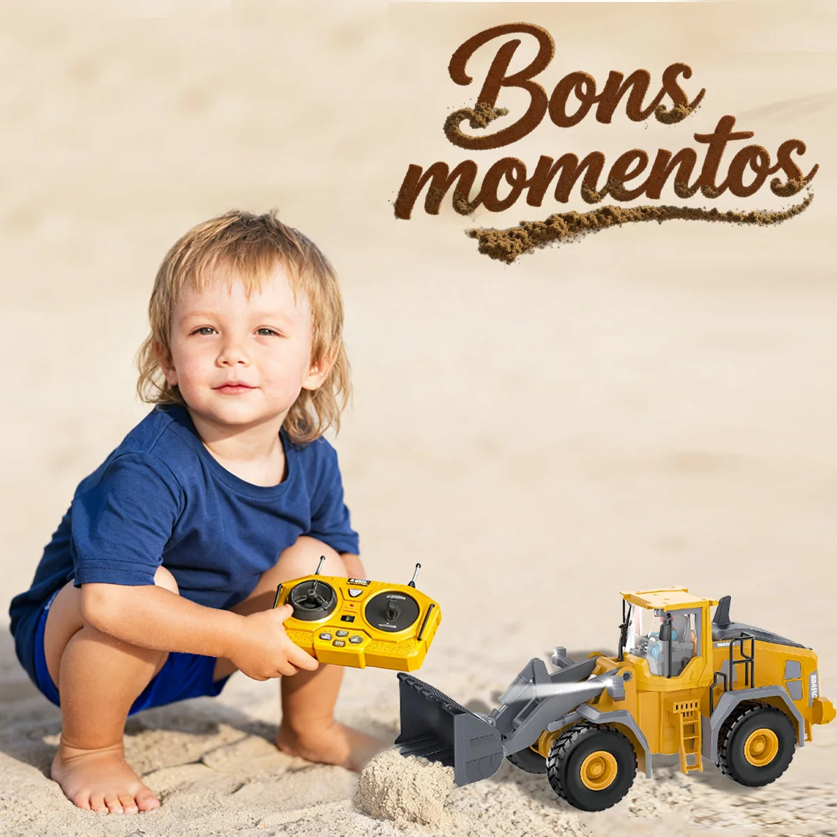 Brinquedo de Controle Remoto Trator de Construção 2 baterias recarregáveis 8 anos BRASTOY