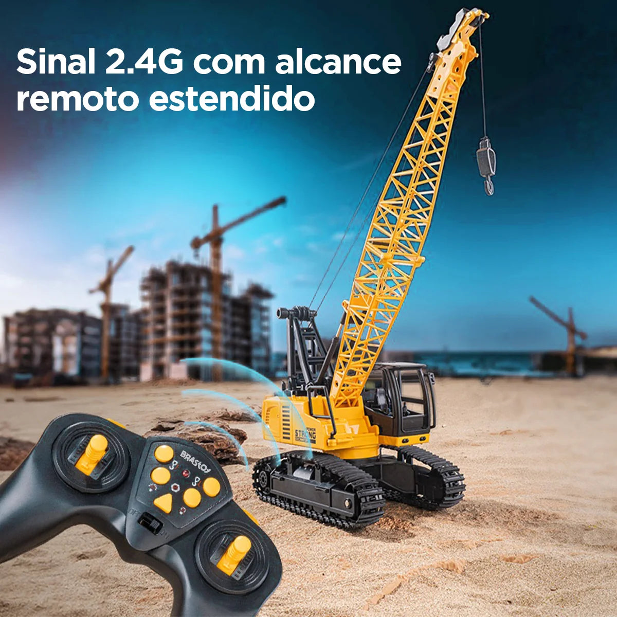 Brinquedo de Caminhão de Construção Guindaste com Controle Remoto para Crianças BRASTOY