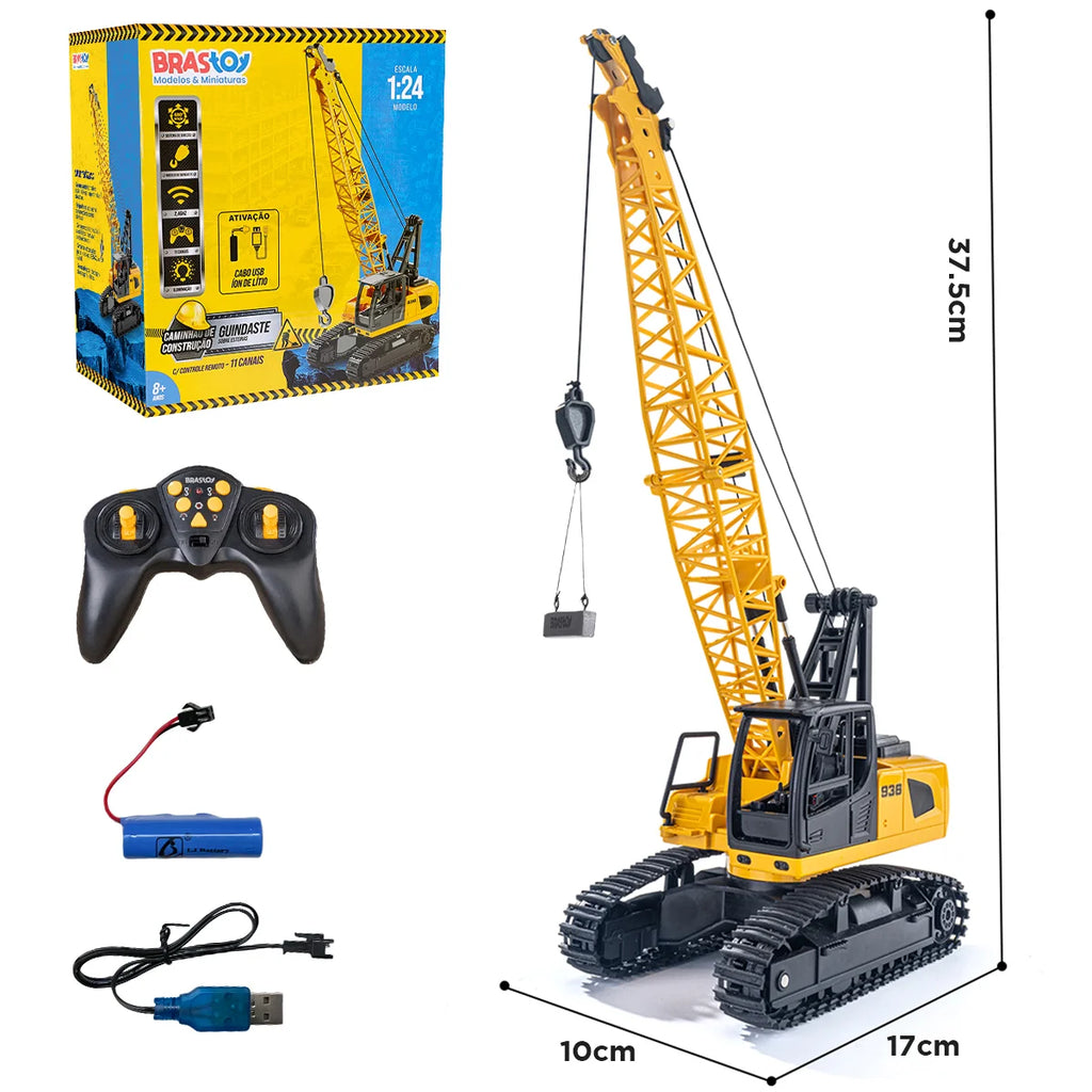 Brinquedo de Caminhão de Construção Guindaste com Controle Remoto para Crianças BRASTOY