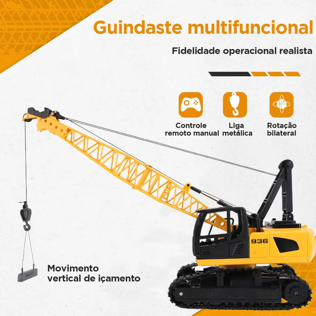 Brinquedo de Caminhão de Construção Guindaste com Controle Remoto para Crianças BRASTOY
