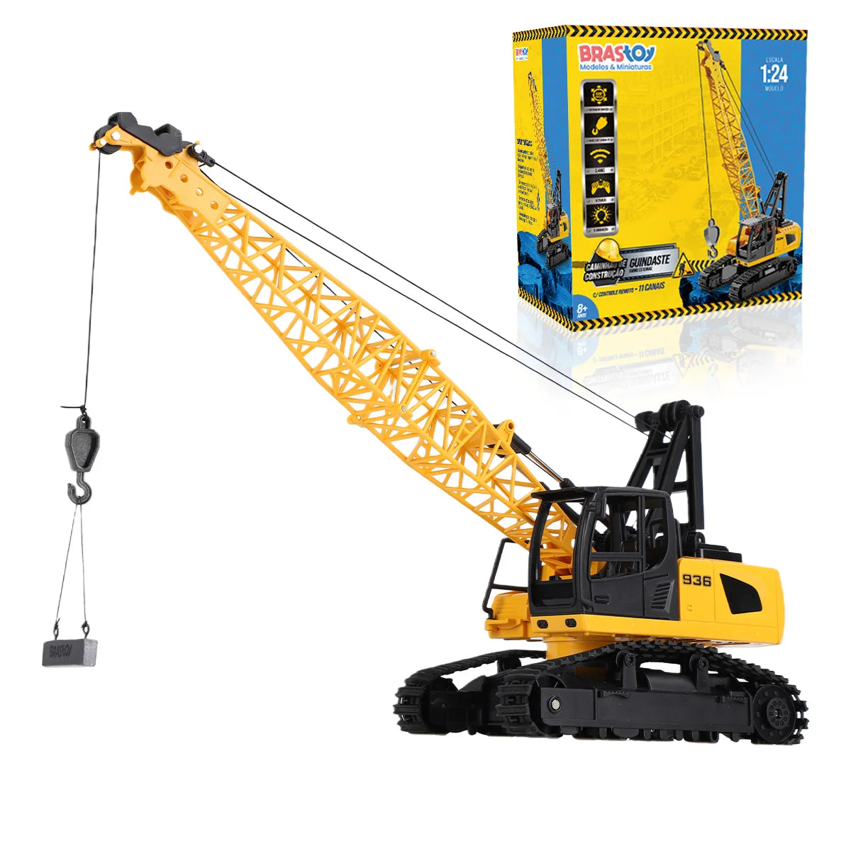 Brinquedo de Caminhão de Construção Guindaste com Controle Remoto para Crianças BRASTOY