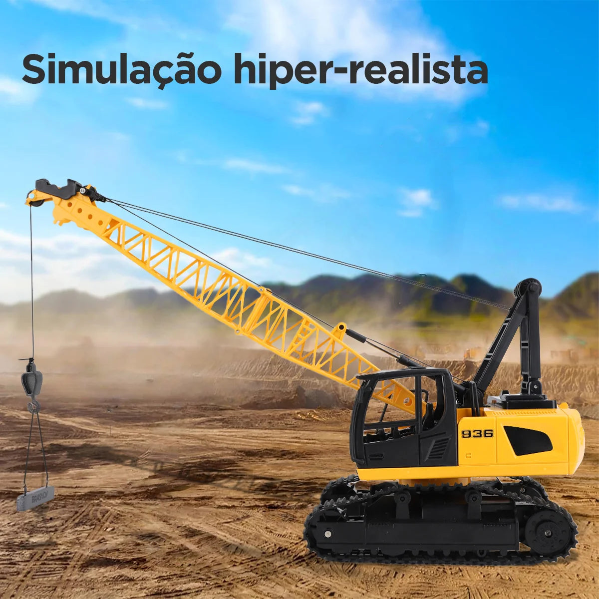 Brinquedo de Caminhão de Construção Guindaste com Controle Remoto para Crianças BRASTOY