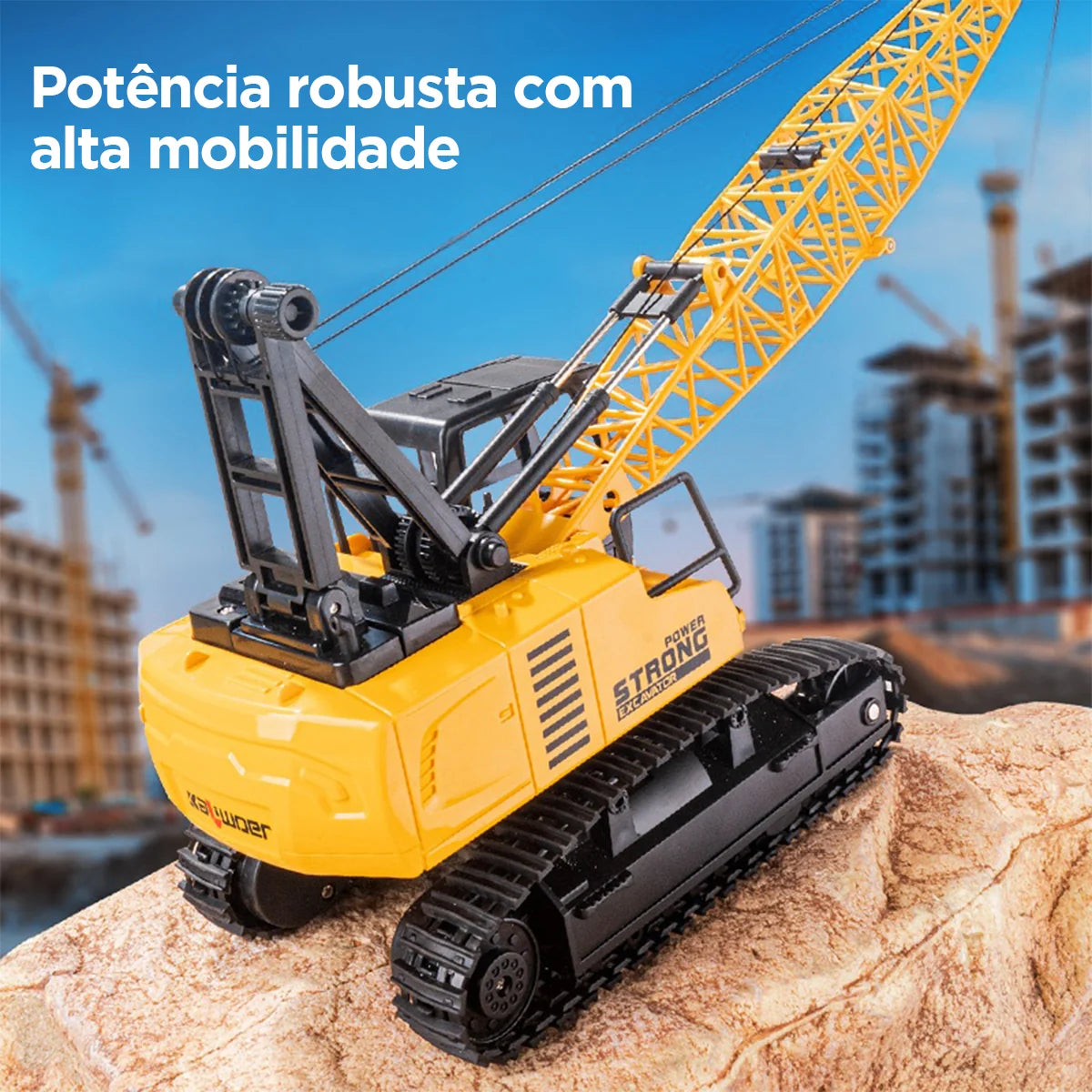 Brinquedo de Caminhão de Construção Guindaste com Controle Remoto para Crianças BRASTOY