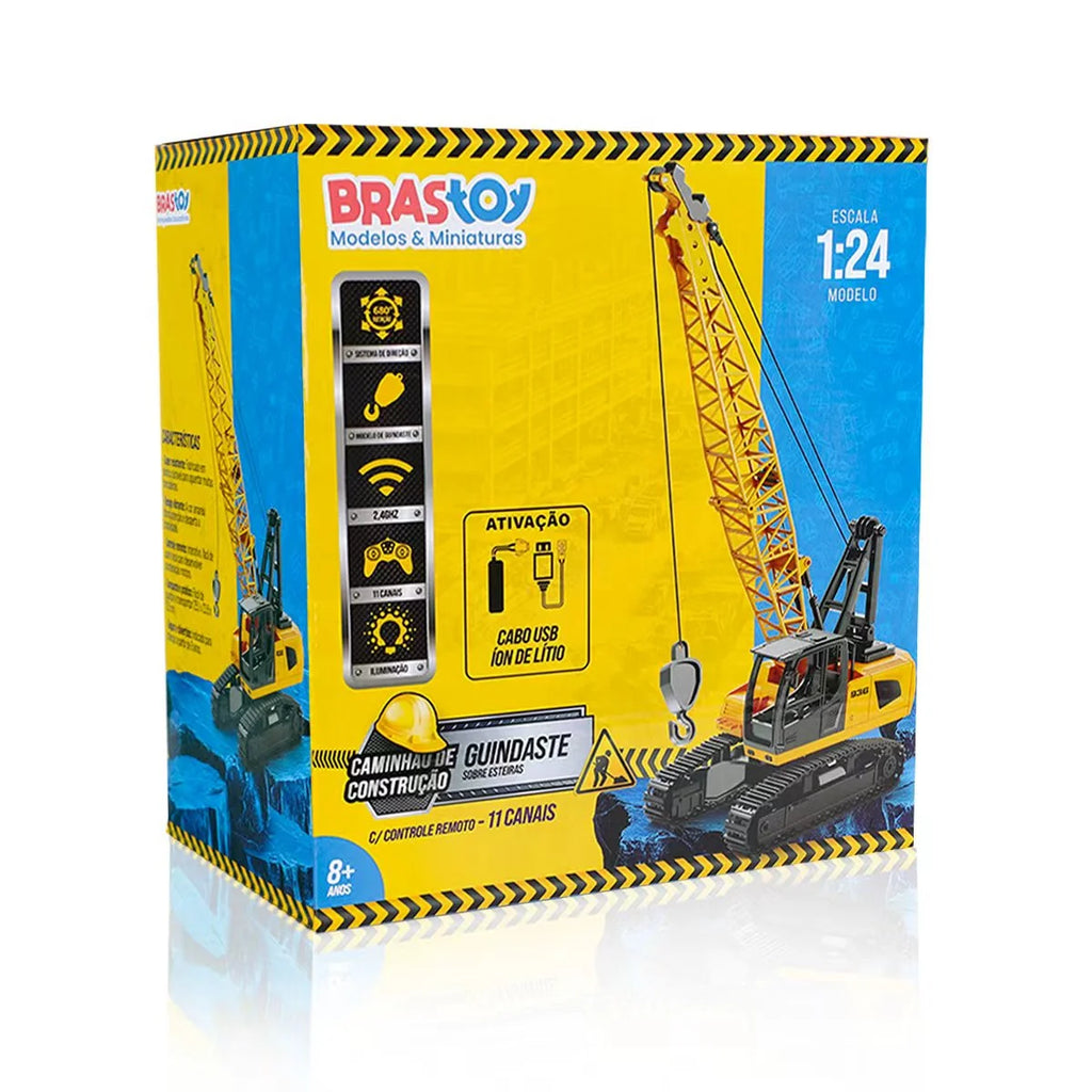 Brinquedo de Caminhão de Construção Guindaste com Controle Remoto para Crianças BRASTOY