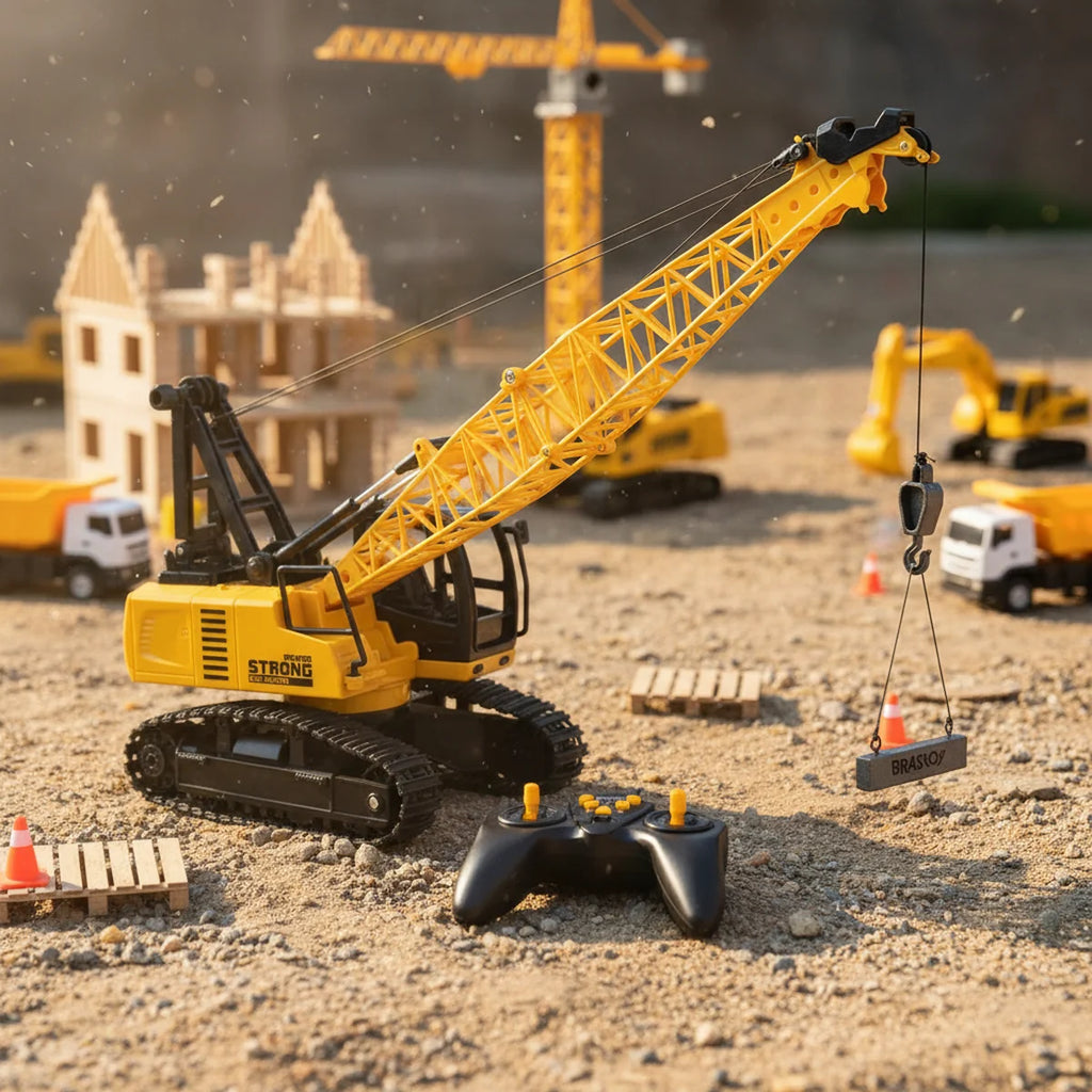 Brinquedo de Caminhão de Construção Guindaste com Controle Remoto para Crianças BRASTOY