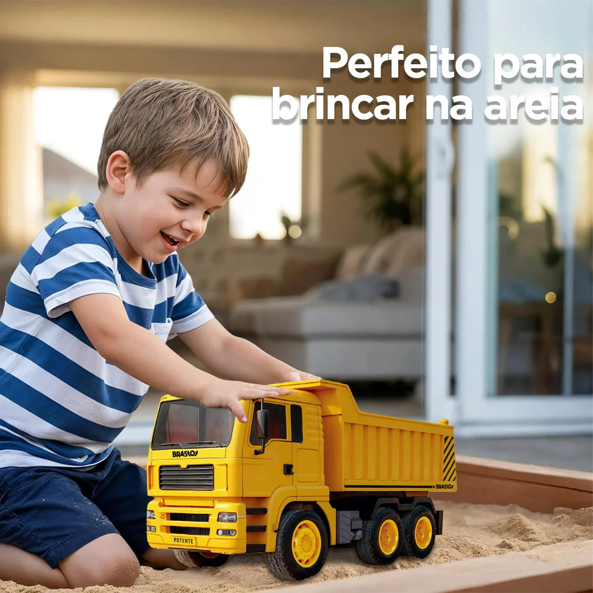 Caminhão Basculante de Brinquedo com Controle Remoto Veículo de Engenharia BRASTOY