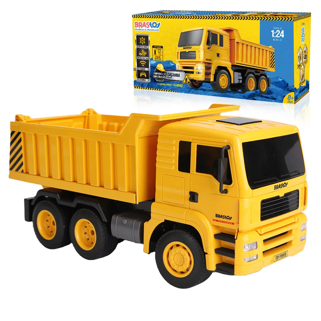 Caminhão Basculante de Brinquedo com Controle Remoto Veículo de Engenharia BRASTOY