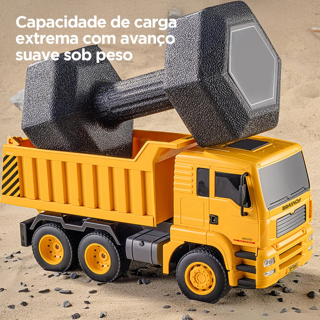 Caminhão Basculante de Brinquedo com Controle Remoto Veículo de Engenharia BRASTOY