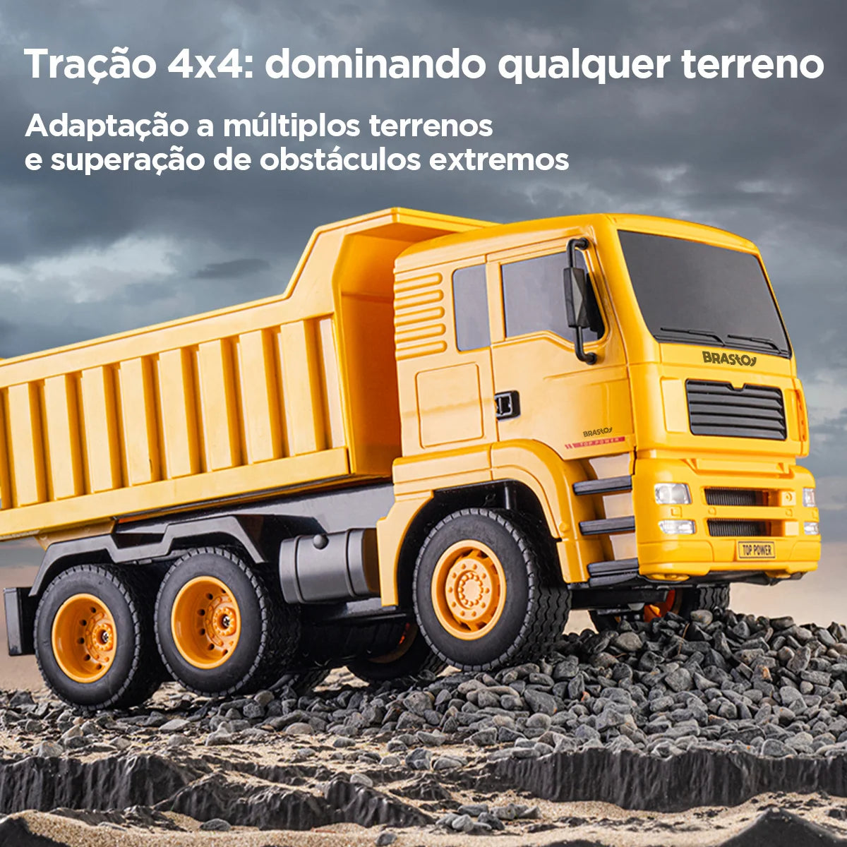 Caminhão Basculante de Brinquedo com Controle Remoto Veículo de Engenharia BRASTOY