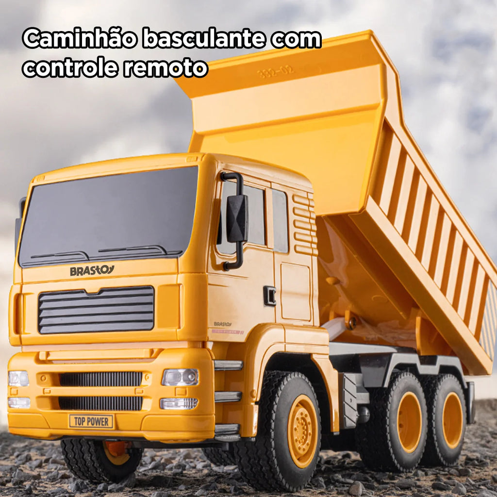 Caminhão Basculante de Brinquedo com Controle Remoto Veículo de Engenharia BRASTOY