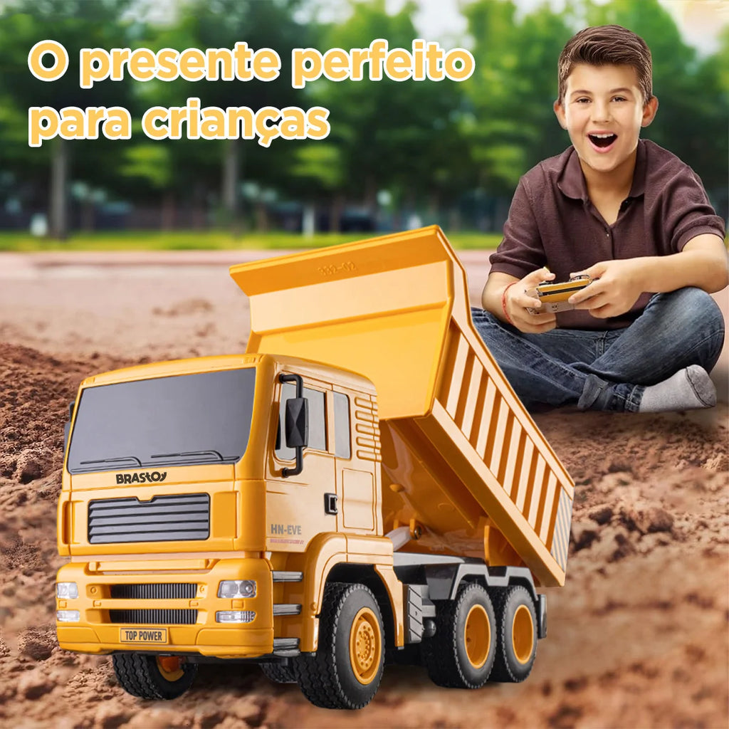 Caminhão Basculante de Brinquedo com Controle Remoto Veículo de Engenharia BRASTOY