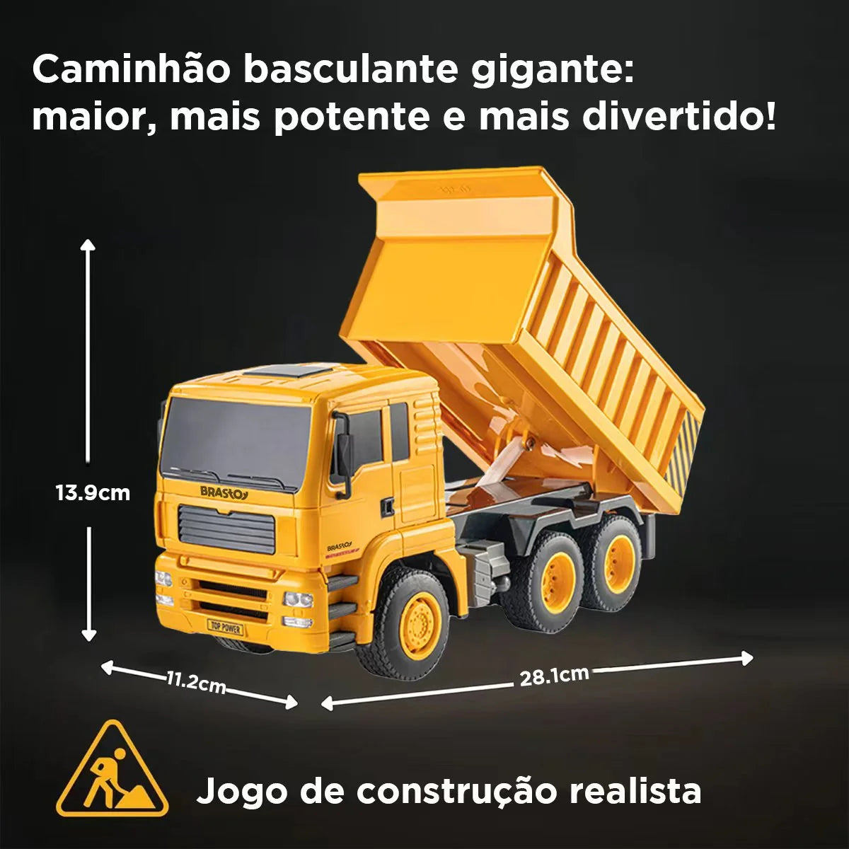 Caminhão Basculante de Brinquedo com Controle Remoto Veículo de Engenharia BRASTOY