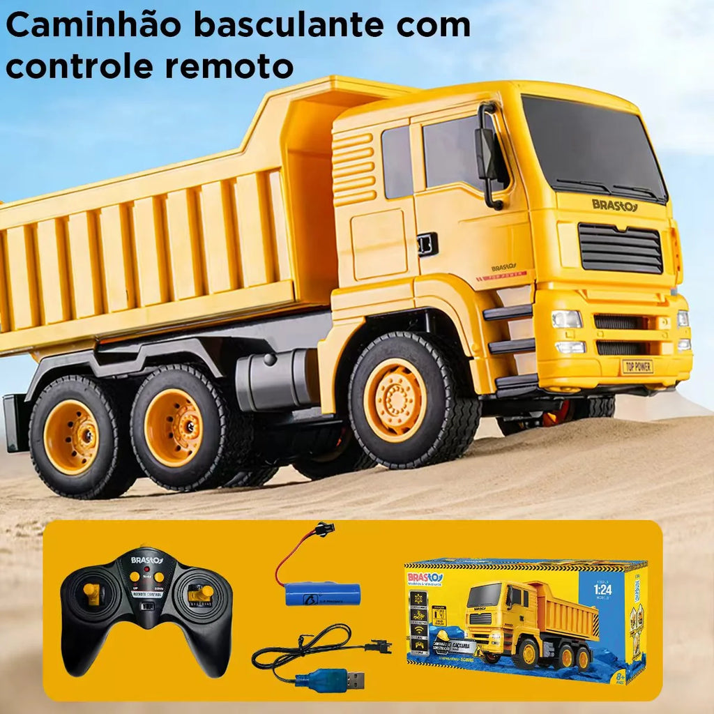 Caminhão Basculante de Brinquedo com Controle Remoto Veículo de Engenharia BRASTOY