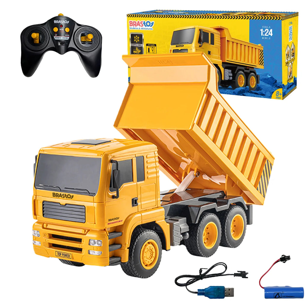 Caminhão Basculante de Brinquedo com Controle Remoto Veículo de Engenharia BRASTOY