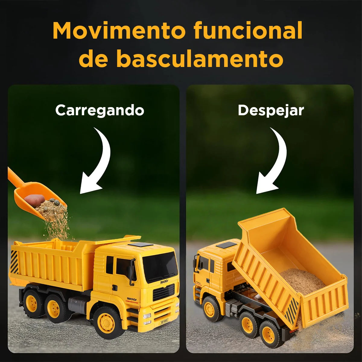 Caminhão Basculante de Brinquedo com Controle Remoto Veículo de Engenharia BRASTOY