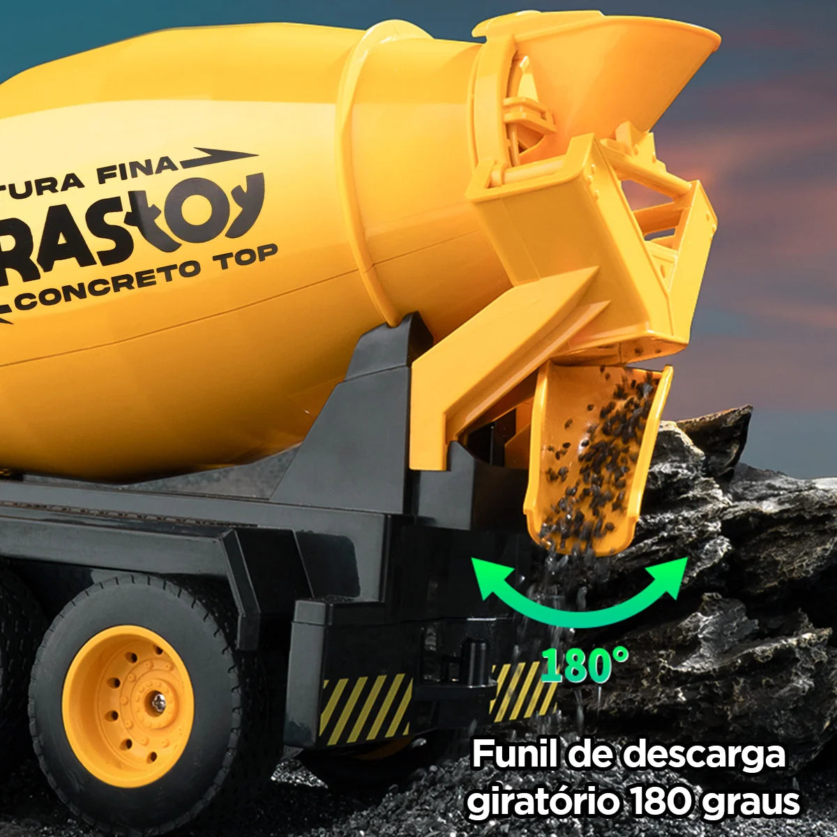 Caminhão Betoneira Controle Remoto Recarregável Brastoy Brinquedo Infantil