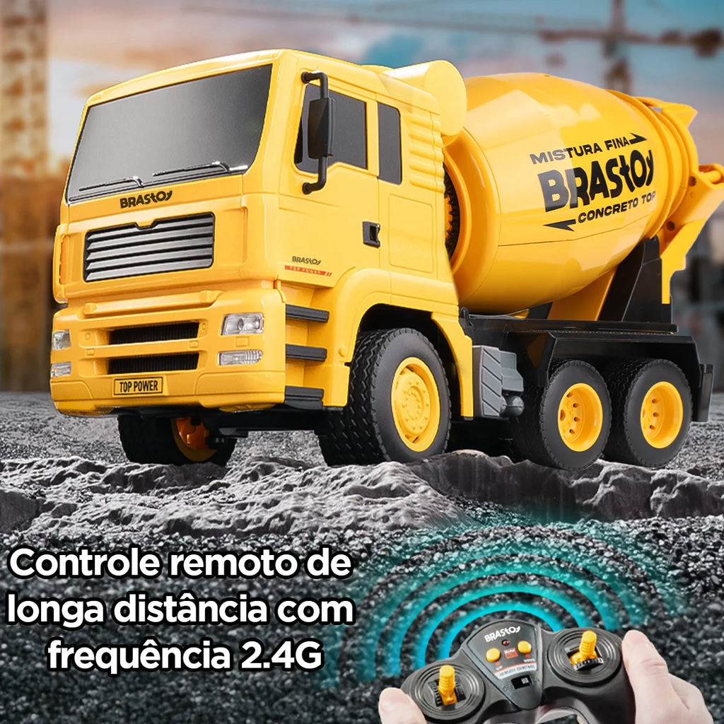 Caminhão Betoneira Controle Remoto Recarregável Brastoy Brinquedo Infantil