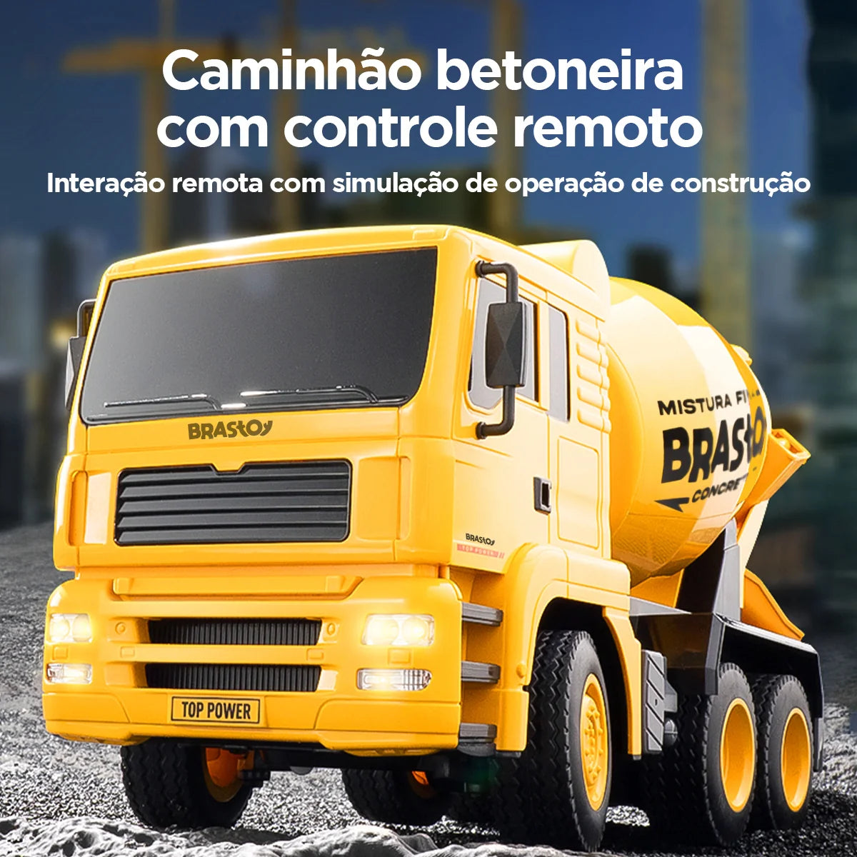 Caminhão Betoneira Controle Remoto Recarregável Brastoy Brinquedo Infantil