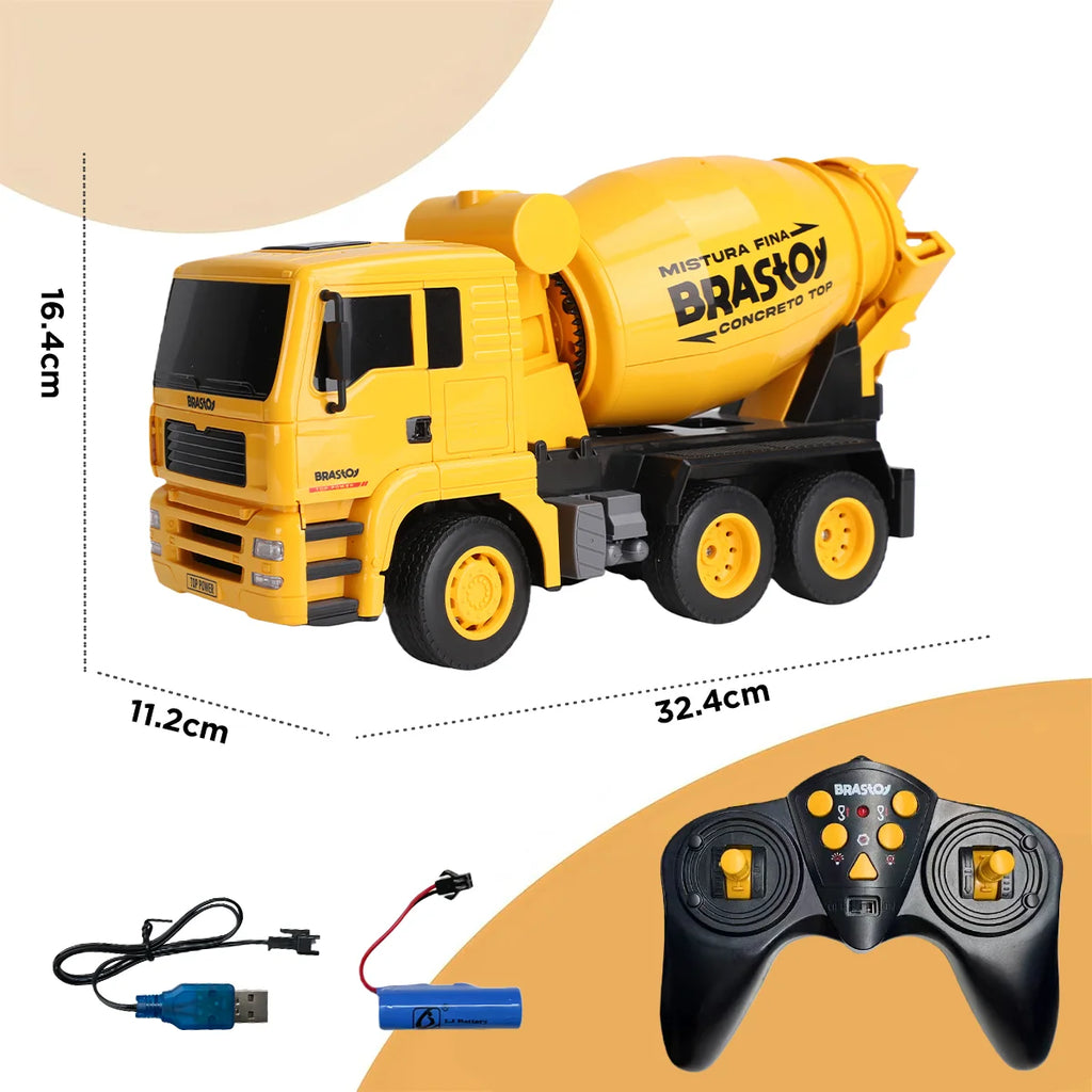 Caminhão Betoneira Controle Remoto Recarregável Brastoy Brinquedo Infantil