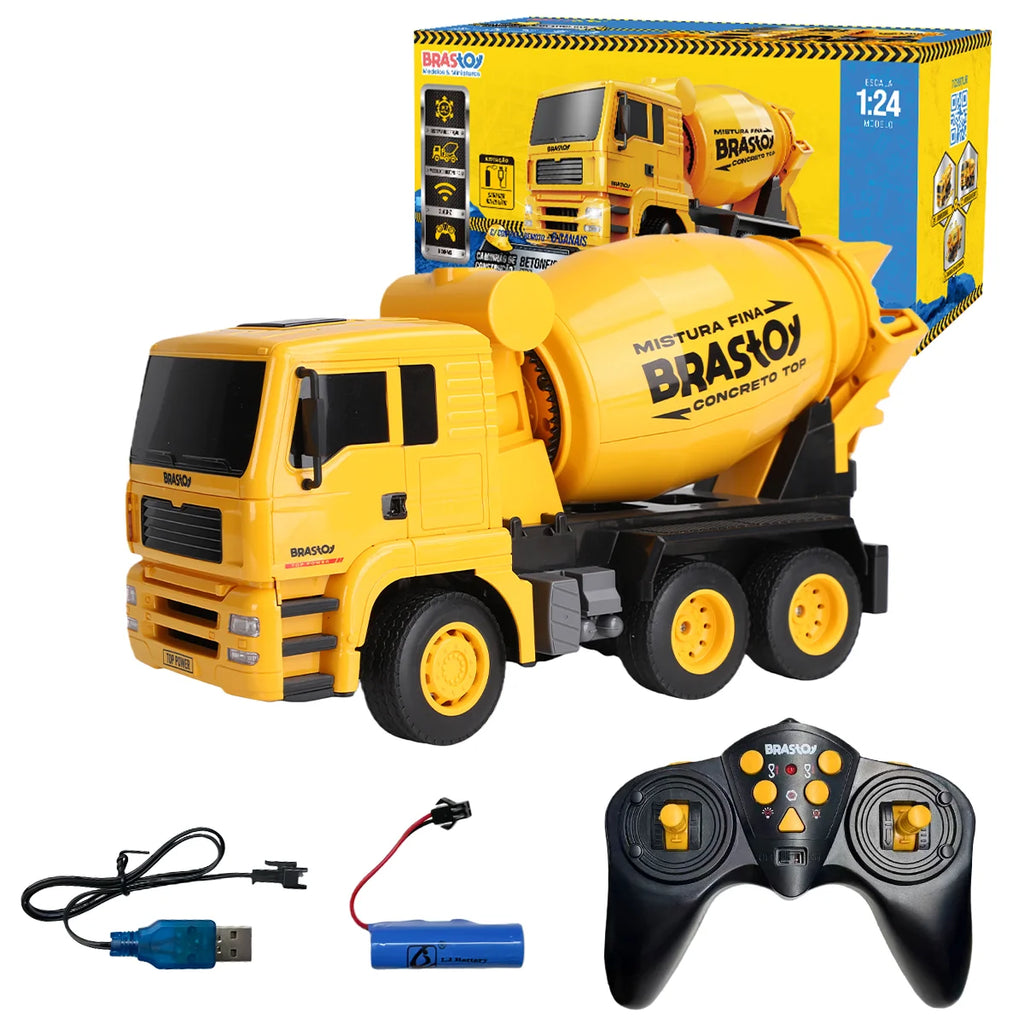 Caminhão Betoneira Controle Remoto Recarregável Brastoy Brinquedo Infantil