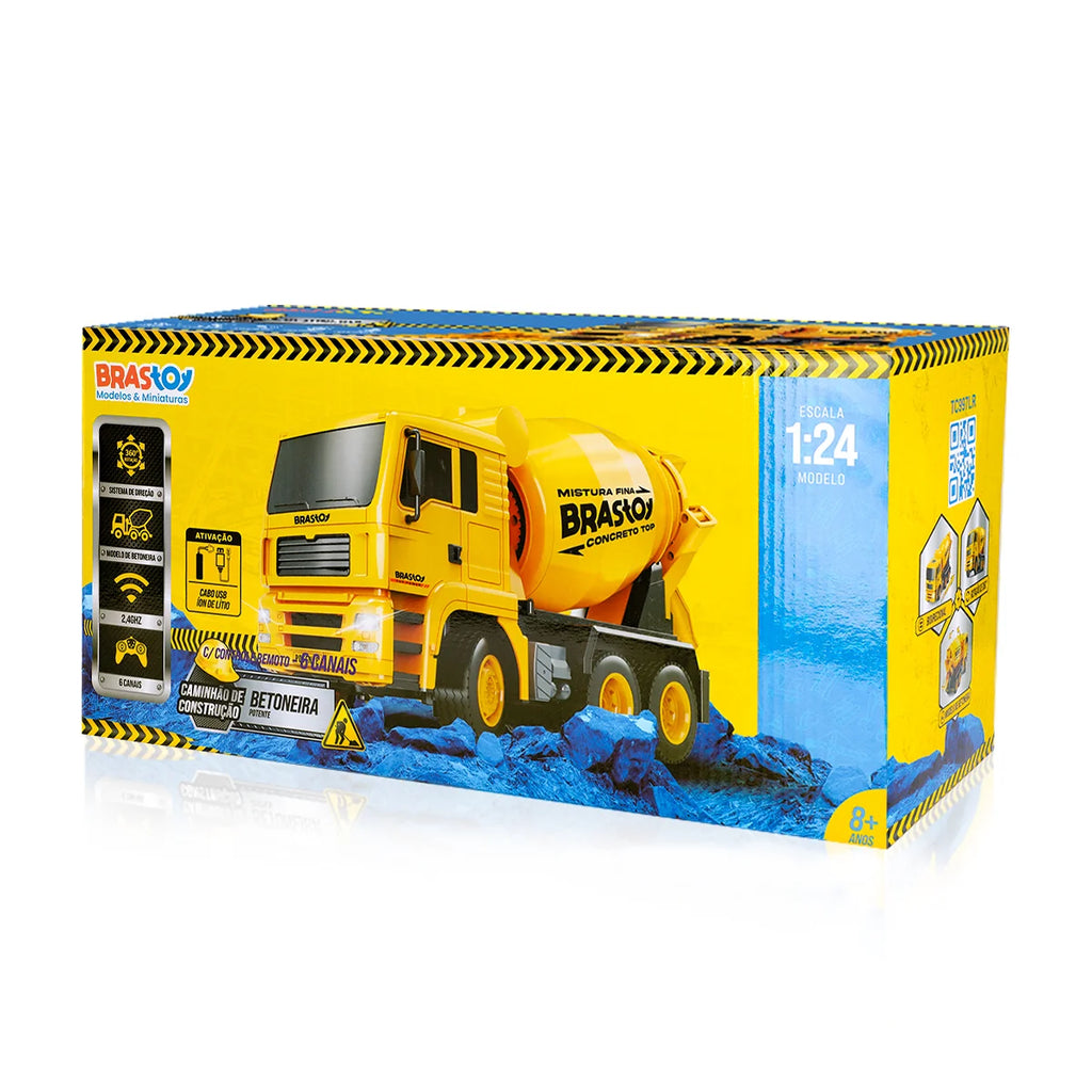 Caminhão Betoneira Controle Remoto Recarregável Brastoy Brinquedo Infantil