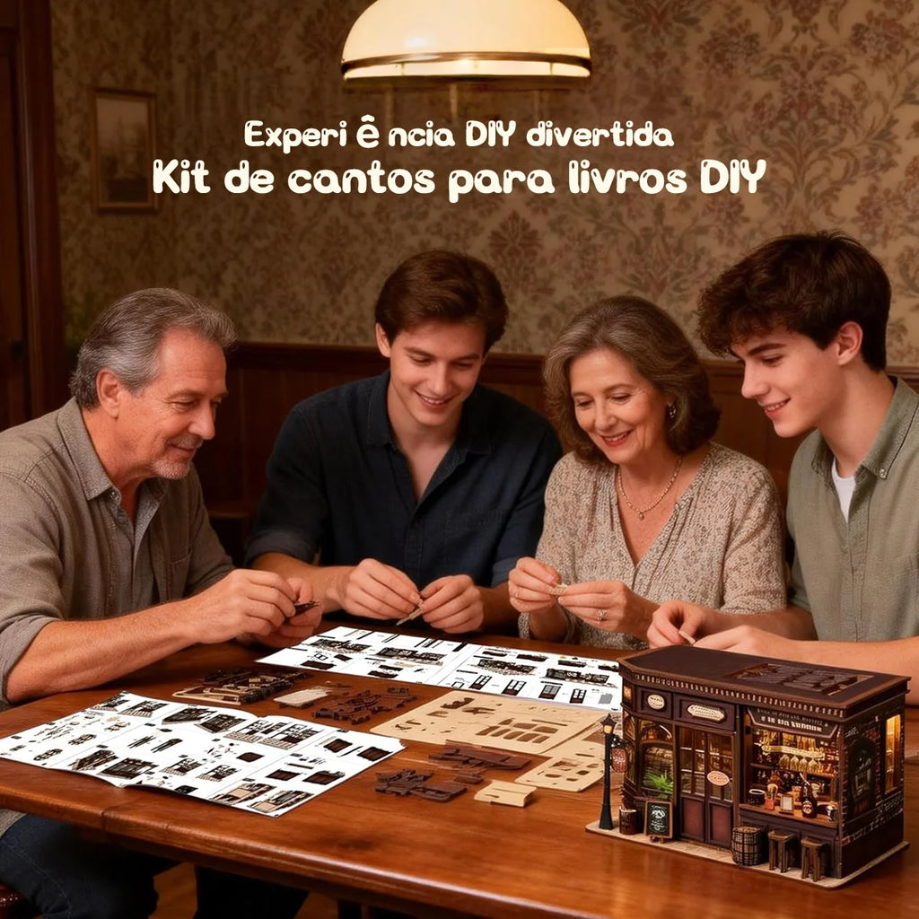 Bloco de Montar Taberma Puzzle QuebraCabeça Miniatura de Madeira com Luzes LED Brastoy DIY