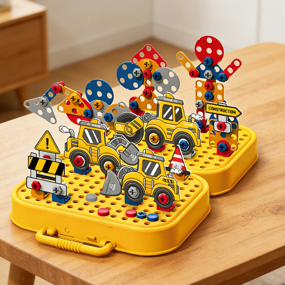 Brinquedo Educativo Kit Ferramentas Infantil Parafusadeira Brastoy Amarelo 225 Peças