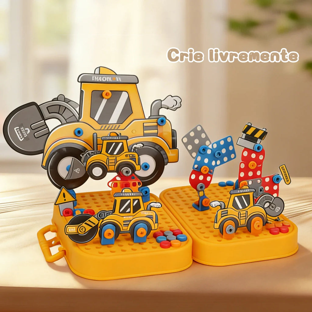 Brinquedo Educativo Kit Ferramentas Infantil Parafusadeira Brastoy Amarelo 225 Peças