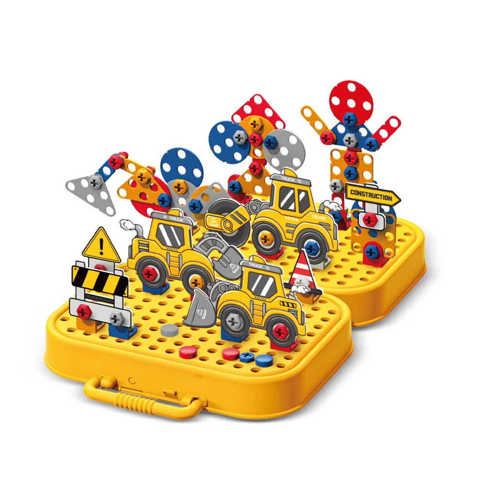 Brinquedo Educativo Kit Ferramentas Infantil Parafusadeira Brastoy Amarelo 225 Peças