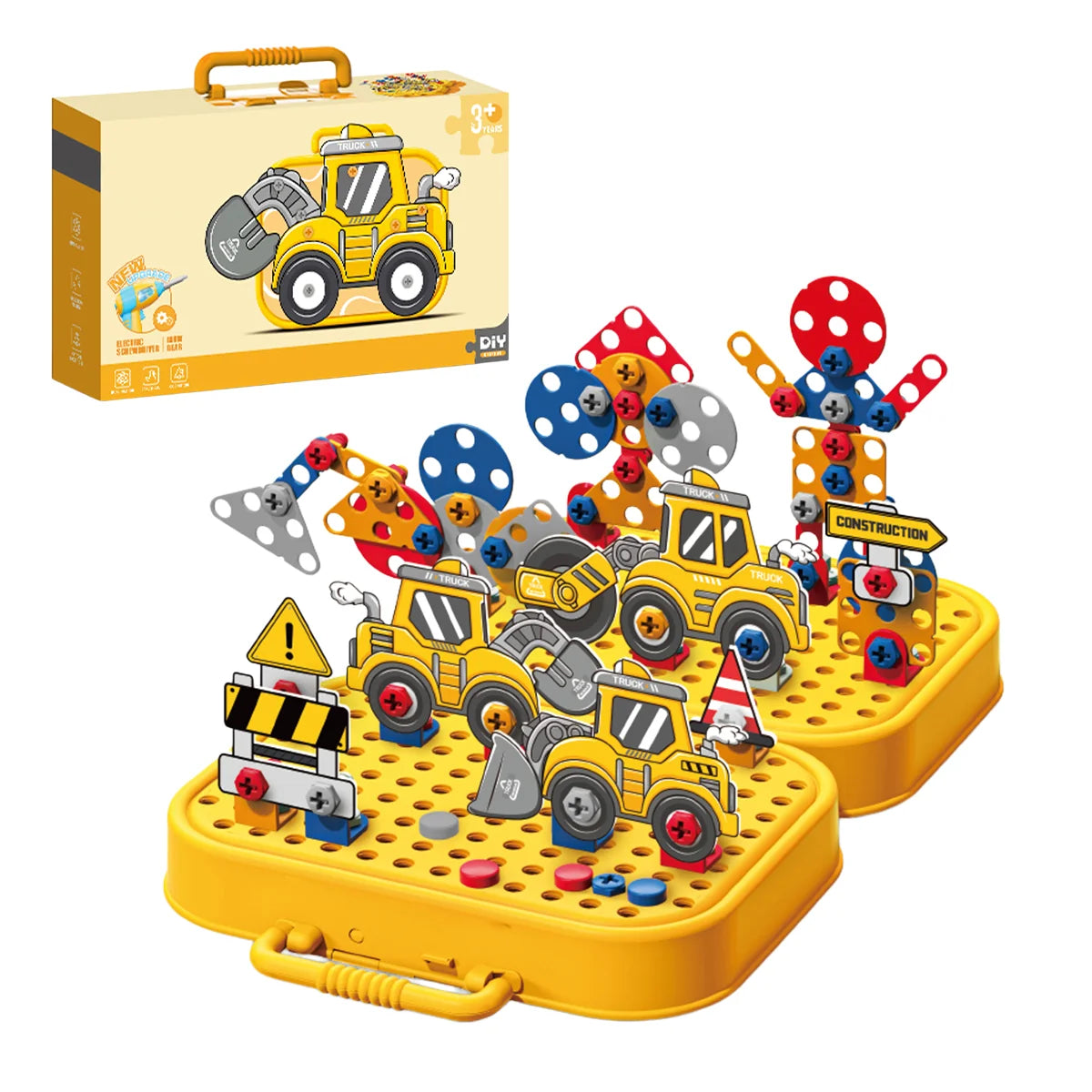 Brinquedo Educativo Kit Ferramentas Infantil Parafusadeira Brastoy Amarelo 225 Peças