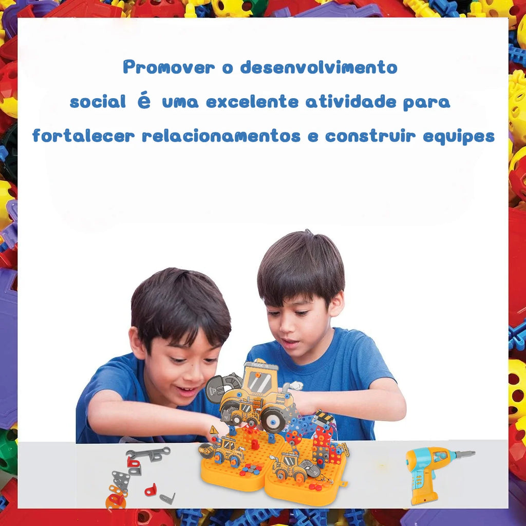 Brinquedo Educativo Kit Ferramentas Infantil Parafusadeira Brastoy Amarelo 225 Peças