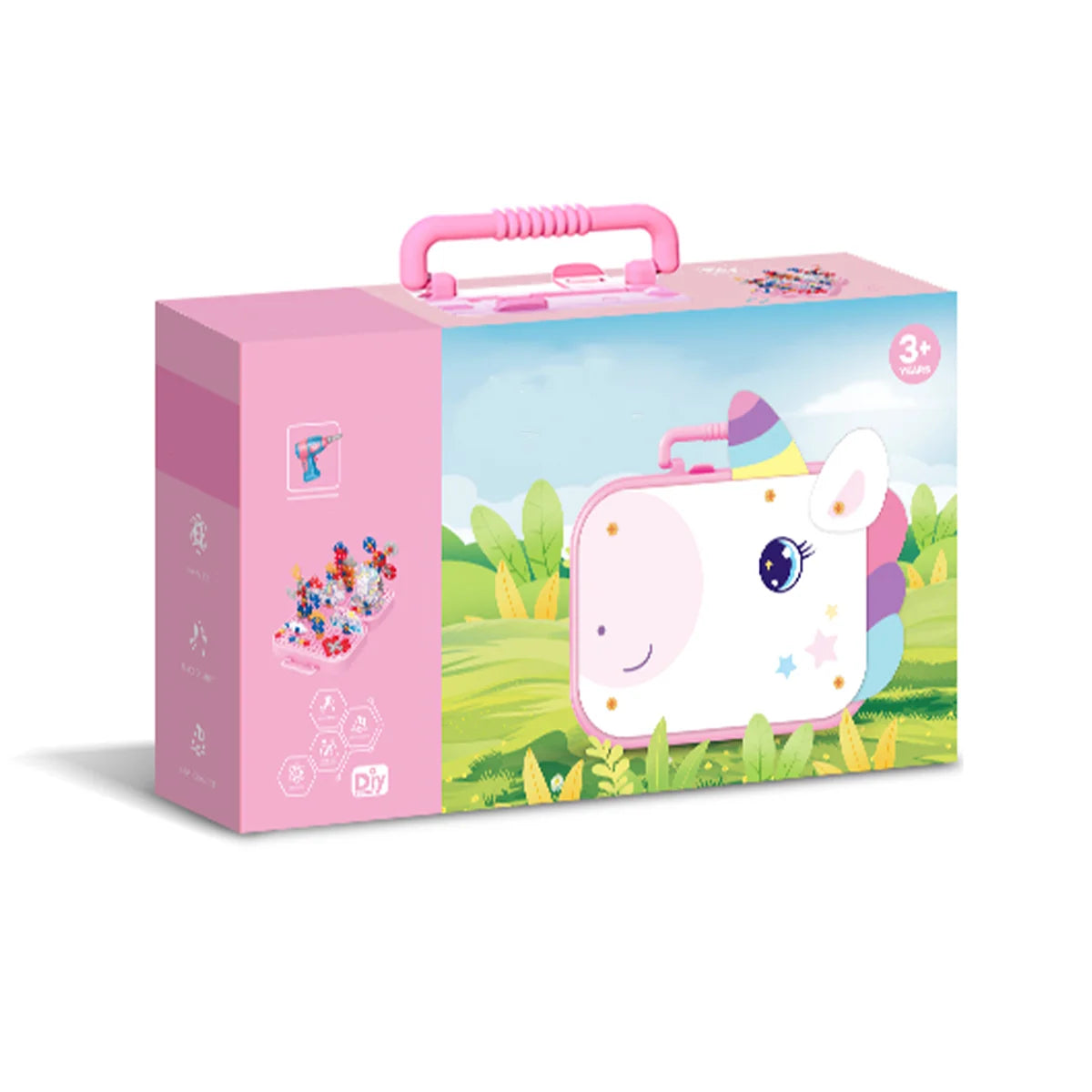 Brinquedo Educativo Kit Ferramentas Infantil Parafusadeira Brastoy Rosa 228 Peças